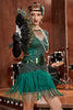 Load image into Gallery viewer, Dark Green Bateau Neck 1920s Gatsby Dress With Fringes