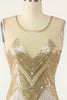 Load image into Gallery viewer, Golden Jewel Neck 1920s Gatsby Dress With Fringes