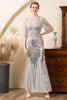 Load image into Gallery viewer, Grey Mermaid Sparkly Beaded Sequins Mother of the Bride Dress