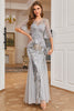 Load image into Gallery viewer, Grey Sequined Mermaid Long Wedding Guest Dress