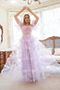 Load image into Gallery viewer, A Line Off the Shoulder Purple Corset Plus Size Formal Dress with Bowknot