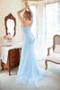 Load image into Gallery viewer, Mermaid One Shoulder Sky Blue Plus Size Formal Dress with Appliques
