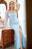 Load image into Gallery viewer, Mermaid One Shoulder Sky Blue Plus Size Formal Dress with Appliques