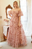 Load image into Gallery viewer, A Line Off the Shoulder Ivory Red Flower Plus Size Formal Dress