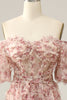 Load image into Gallery viewer, Ivory Red Flower Off The Shoulder Formal Dress