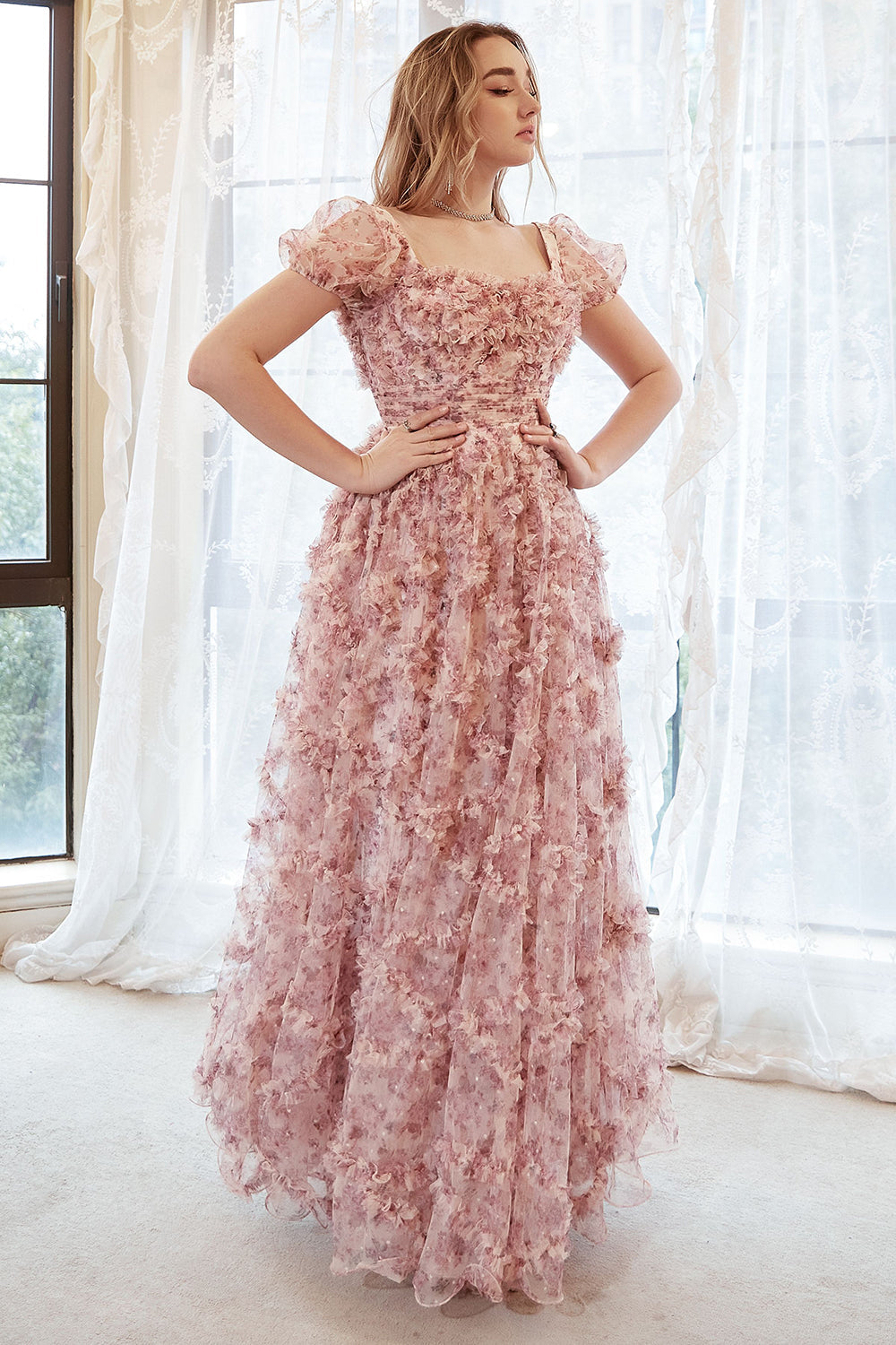 A Line Sweetheart Ivory Red Flower Plus Size Formal Dress