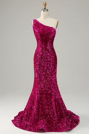 One Shoulder Sequin Mermaid Formal Dress