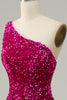 Load image into Gallery viewer, One Shoulder Sequin Mermaid Formal Dress