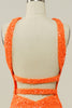 Load image into Gallery viewer, Orange Halter Sequined Backless Mermaid Formal Dress