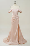 Blush Off The Shoulder Mermaid Formal Dress