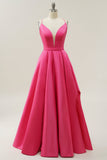 Fuchsia Halter A-Line Formal Dress