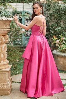 Fuchsia Halter A-Line Formal Dress