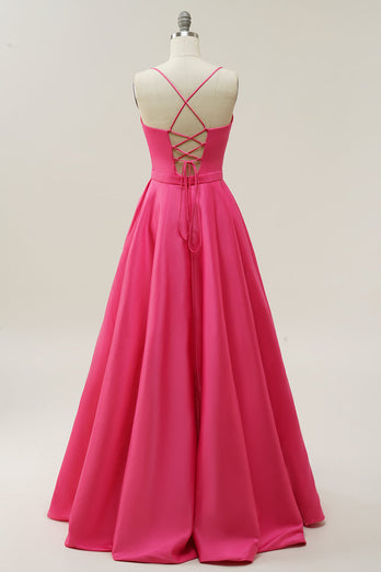 Fuchsia Halter A-Line Formal Dress