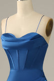 Royal Blue Spaghetti Straps Mermaid Formal Dress