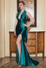 Load image into Gallery viewer, Mermaid Halter Neck Dark Green Long Formal Dress with Keyhole
