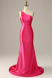 Fuchsia One Shoulder Mermaid Formal Dress