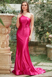 Fuchsia One Shoulder Mermaid Formal Dress