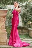 Fuchsia One Shoulder Mermaid Formal Dress