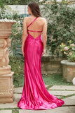 Fuchsia One Shoulder Mermaid Formal Dress