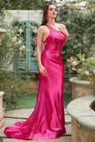 Fuchsia One Shoulder Mermaid Formal Dress