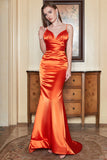 Orange Spaghetti Straps Mermaid Formal Dress