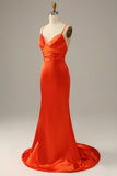 Orange Spaghetti Straps Mermaid Formal Dress