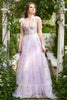 Load image into Gallery viewer, A-Line Lilac Embroidery Corset Long Formal Dress