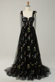 A-Line Lilac Embroidery Corset Long Formal Dress