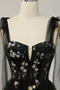 Load image into Gallery viewer, Black Embroidery Corset Long Formal Dress