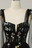 Black Embroidery Corset Long Formal Dress