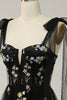 Load image into Gallery viewer, Black Embroidery Corset Long Formal Dress