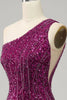 Load image into Gallery viewer, One Shoulder Sequin Formal Dress with Slit