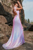 Load image into Gallery viewer, Mermaid Sweetheart Purple Sequins Long Formal Dress with Feather