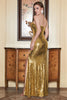 Load image into Gallery viewer, One Shoulder Gold Sequin Formal Dress with Slit