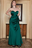 Sheath Sweetheart Dark Green Long Formal Dress with Split Front