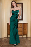 Sheath Sweetheart Dark Green Long Formal Dress with Split Front