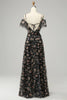 Load image into Gallery viewer, Black Chiffon Off Shoulder Formal Dress with Floral