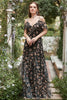 Load image into Gallery viewer, Black Chiffon Off Shoulder Formal Dress with Floral