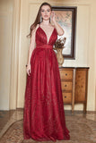 Spaghetti Straps Burgundy A Line Formal Dress