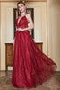 Load image into Gallery viewer, Spaghetti Straps Burgundy A Line Formal Dress