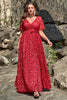 Load image into Gallery viewer, A Line V Neck Red Lace Plus Size Formal Dress with Split Front