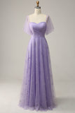 Off Shoulder Lavender Formal Dress with Ruffles