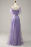 Off Shoulder Lavender Formal Dress with Ruffles