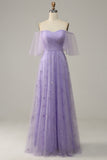 Off Shoulder Lavender Formal Dress with Ruffles