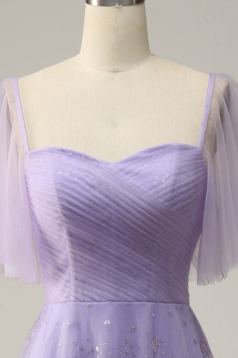 Off Shoulder Lavender Formal Dress with Ruffles