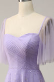 Off Shoulder Lavender Formal Dress with Ruffles