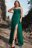 Dark Green Lace Spaghetti Straps Corset Formal Dress