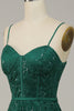Load image into Gallery viewer, Dark Green Lace Spaghetti Straps Corset Formal Dress