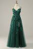 Load image into Gallery viewer, Dark Green A Line Tulle Formal Dress with Slit