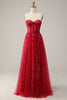 Load image into Gallery viewer, Red Strapless Tulle Corset Formal Dress